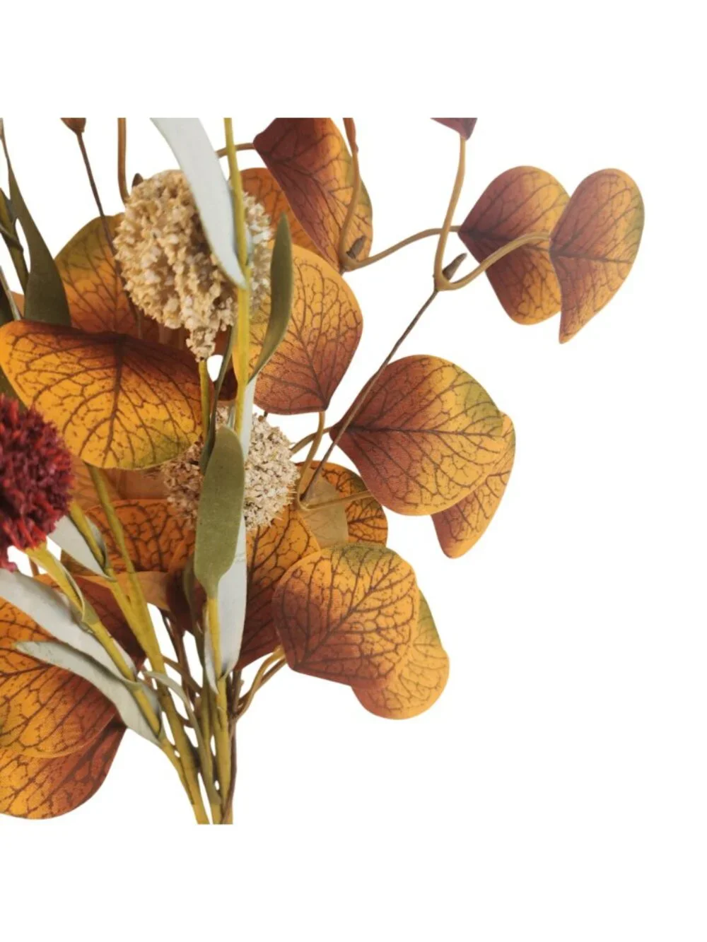 Fall Eucalyptus Stems with Billy Balls, 10 Stem Faux Floral Filler, Autumn Wreat
